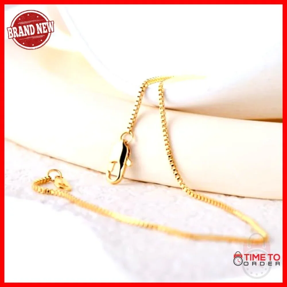 14K Gold Filled Box Chain Necklace 1mm Unisex 18-24 Inch